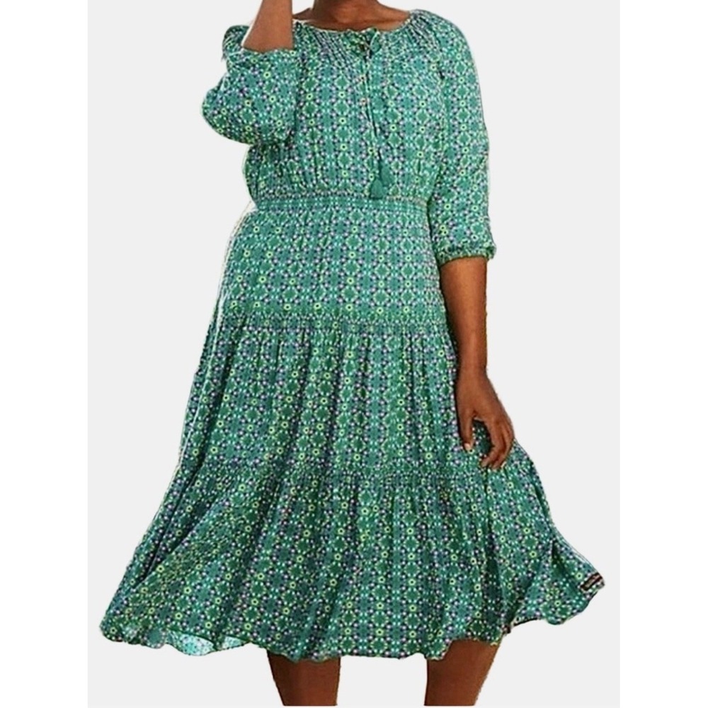 Matilda Jane Midi Dress Women Small Green Age Of Aquarius Layers Ruffles Peasant